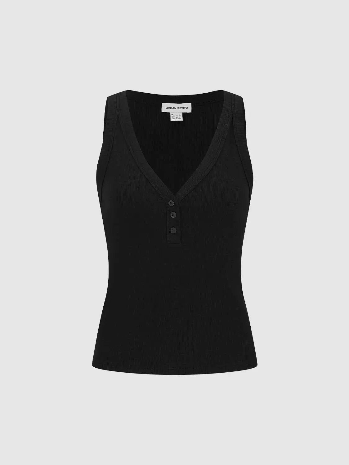 Ribbed V-neck Thick Knit Sleeveless Tank Top