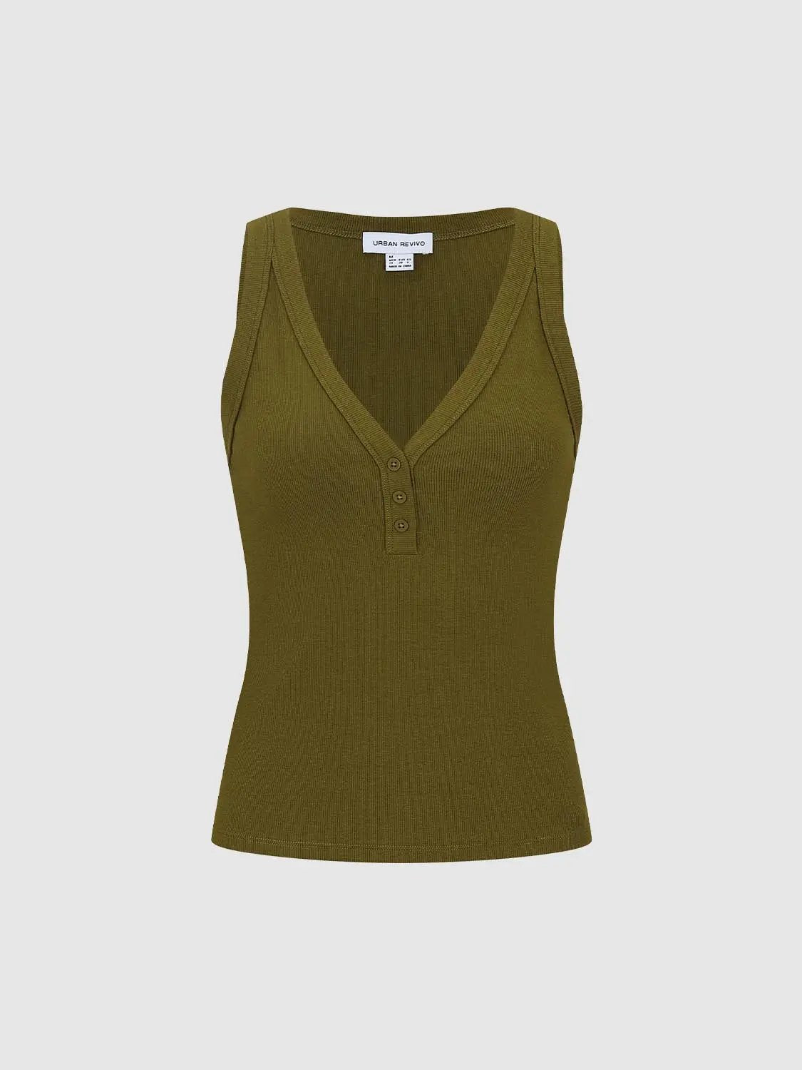 Ribbed V-neck Thick Knit Sleeveless Tank Top