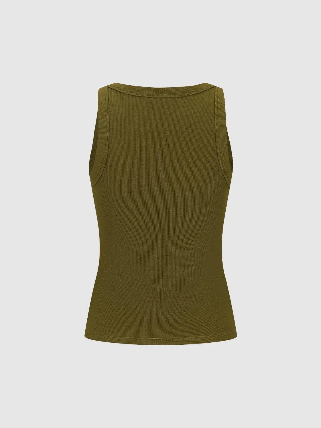 Ribbed V-neck Thick Knit Sleeveless Tank Top