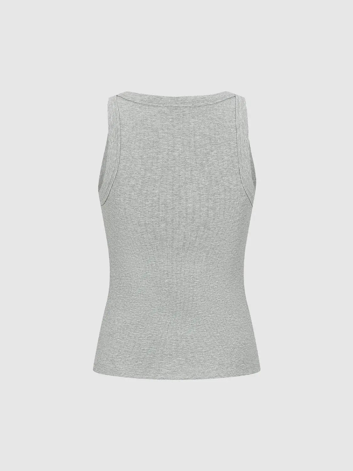 Ribbed V-neck Thick Knit Sleeveless Tank Top