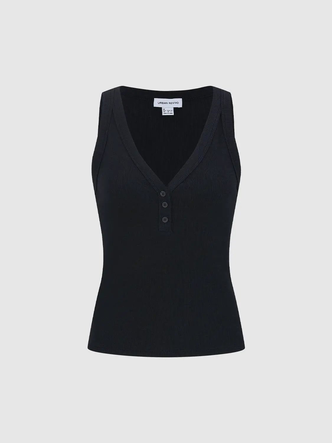 Ribbed V-neck Thick Knit Sleeveless Tank Top