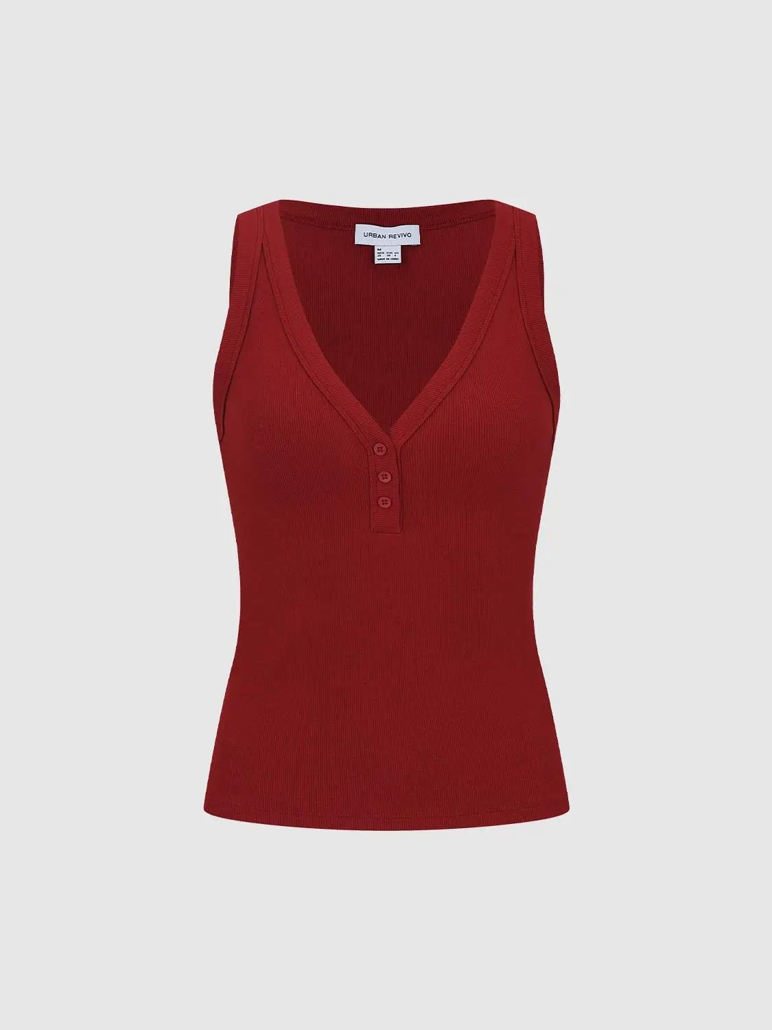 Ribbed V-neck Thick Knit Sleeveless Tank Top