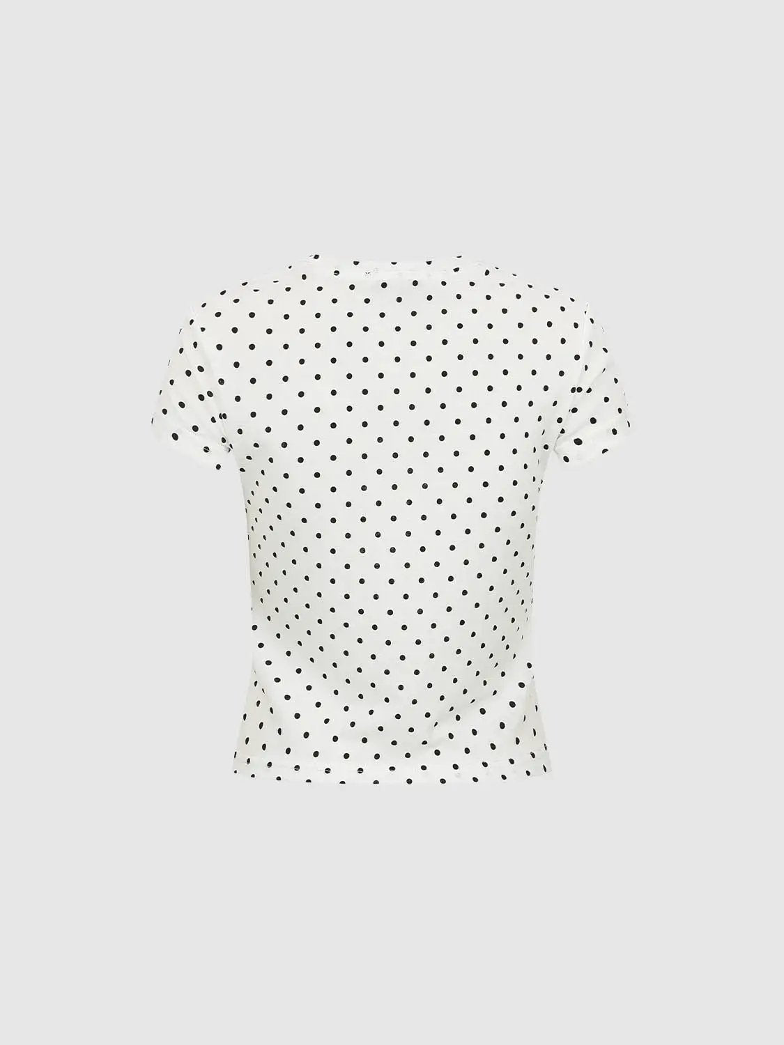 Polka Dot Text Print Short Sleeve Cotton Blend T-Shirt