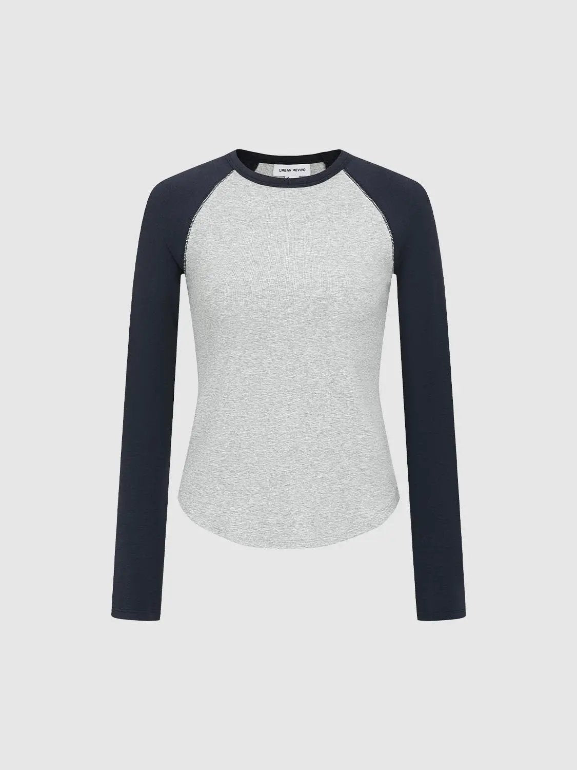Raglan Colorblock Crew Neck Long Sleeve T-Shirt