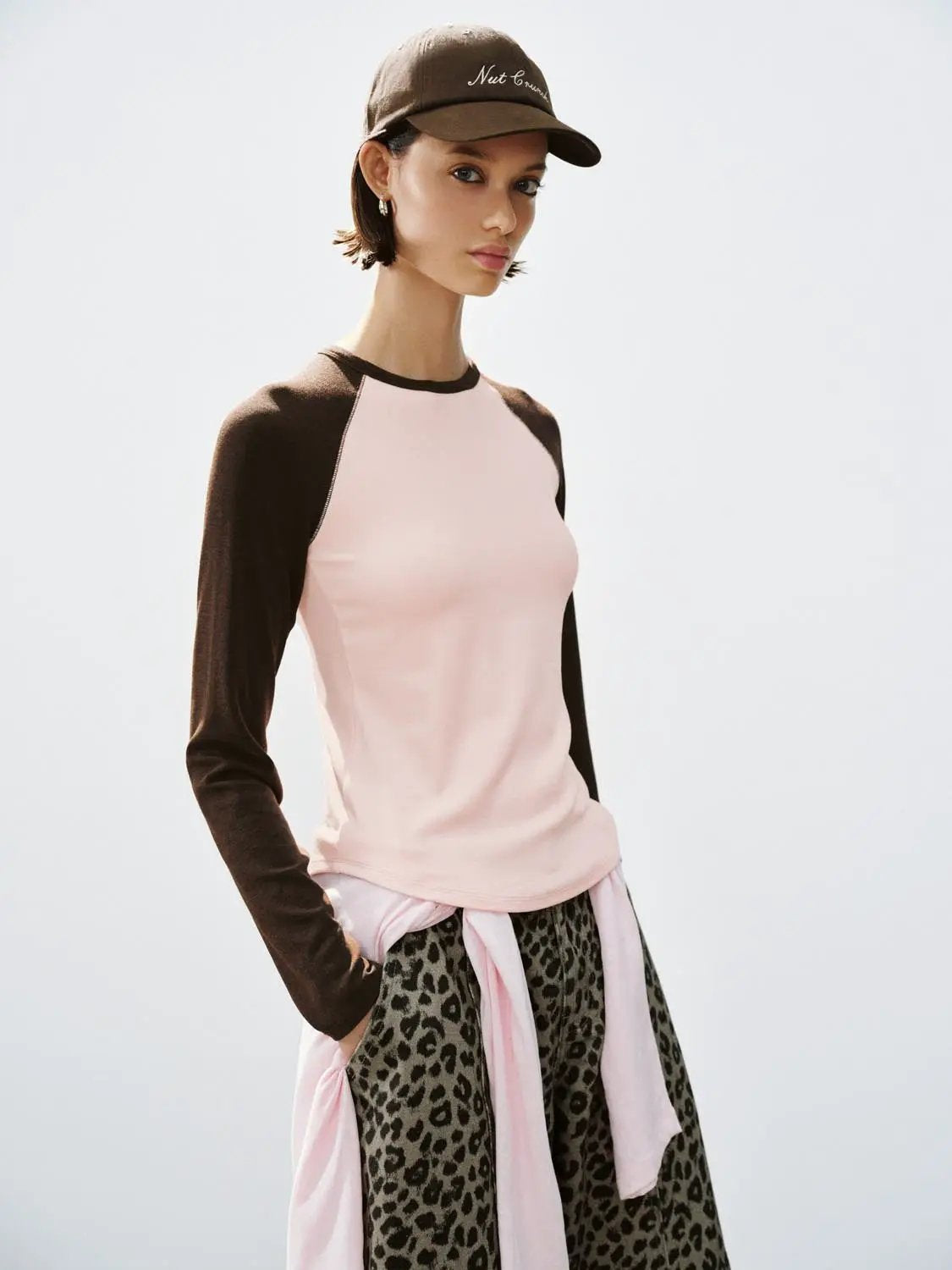 Raglan Colorblock Crew Neck Long Sleeve T-Shirt
