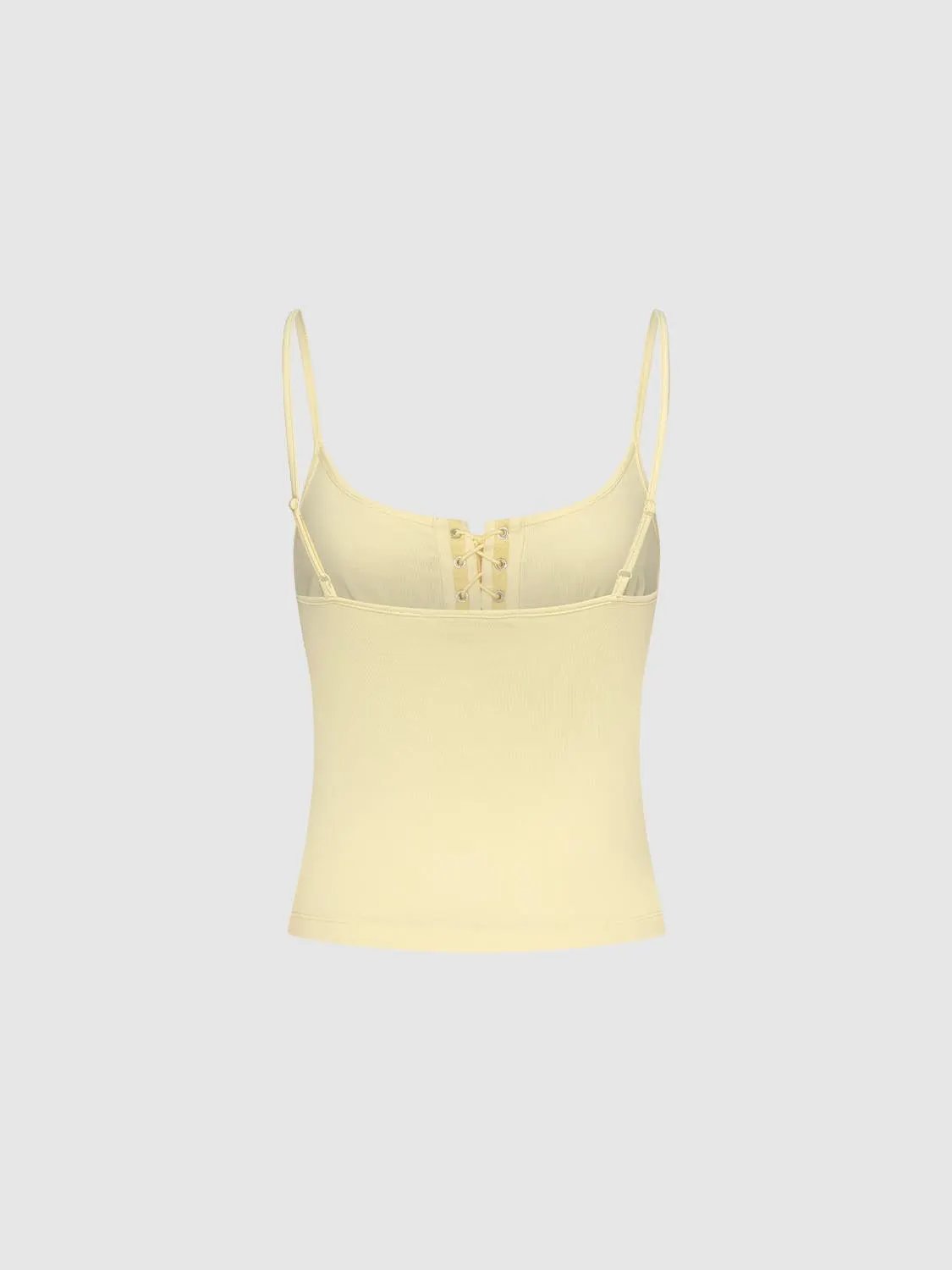 Ribbed Ruched Lace-up Sleeveless Cami Top