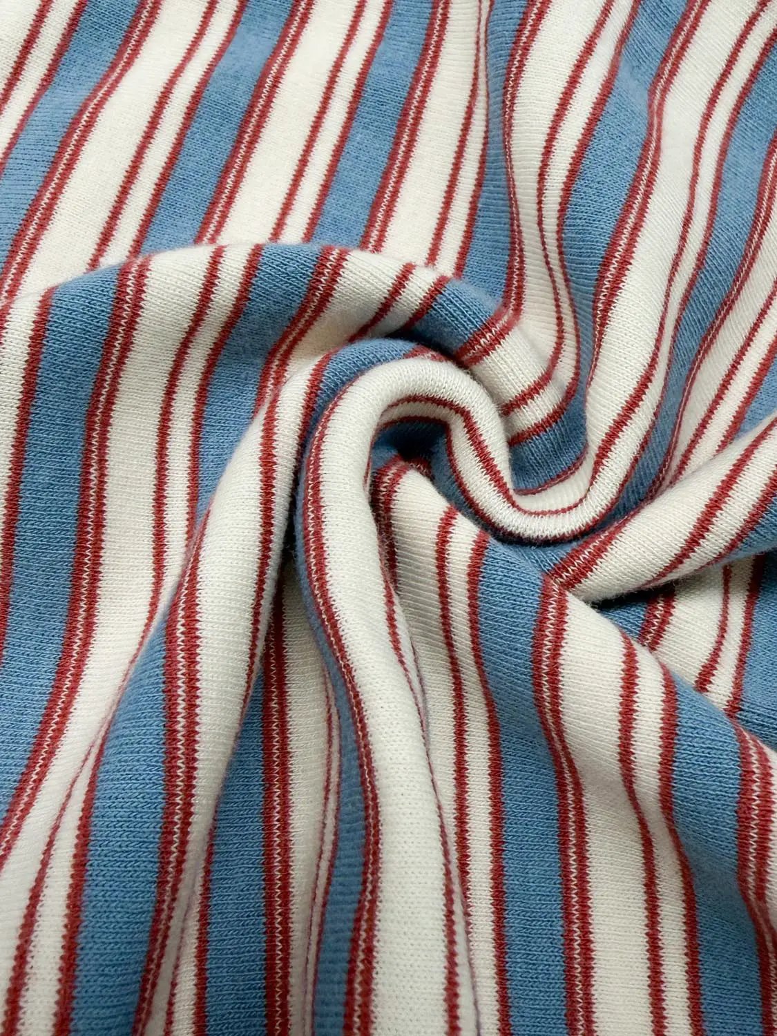 Gathered Striped Boat Neck Long Sleeve Cotton Blend T-Shirt