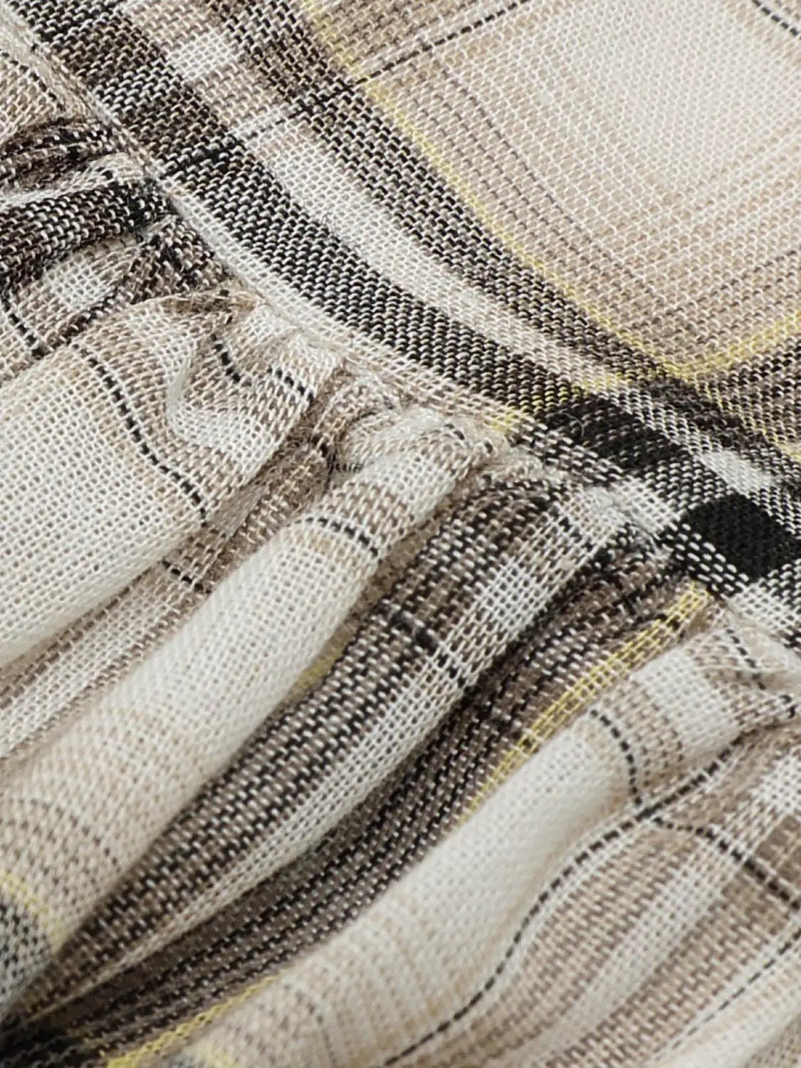 A-line Plaid Layered Ruffle Cotton Skirt