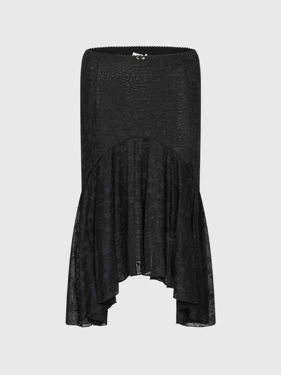 Mermaid Lace Floral Asymmetric Hem Skirt
