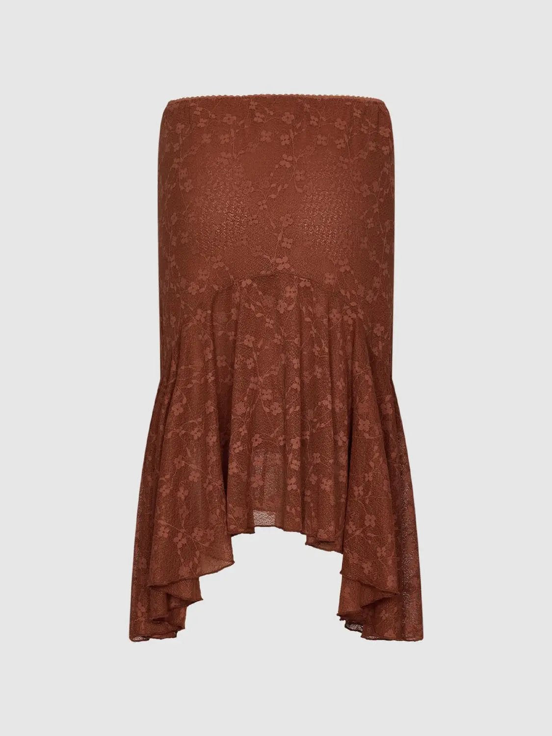 Mermaid Lace Floral Asymmetric Hem Skirt