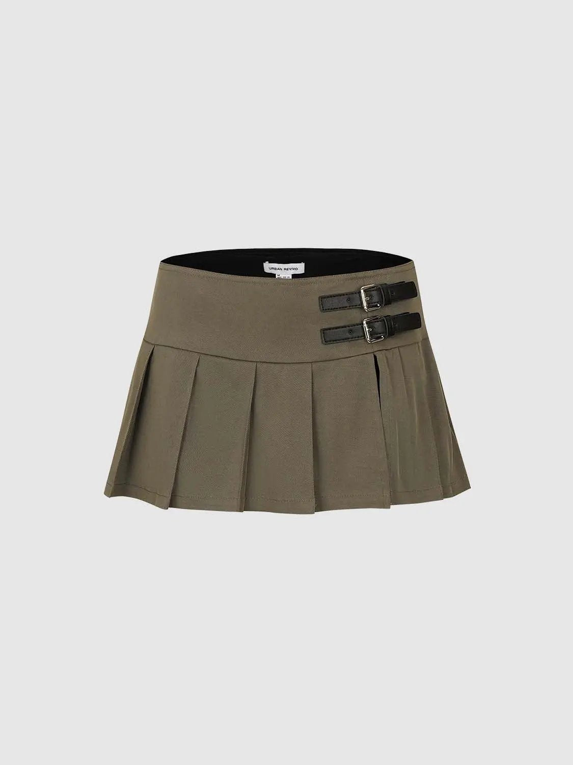 Double Buckle Pleated Skirt