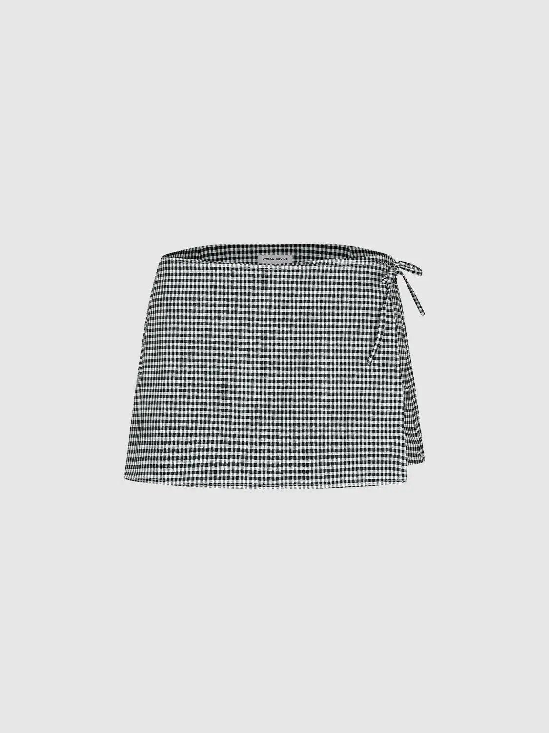 Checked Side Tie Mid-rise Mini Skirt