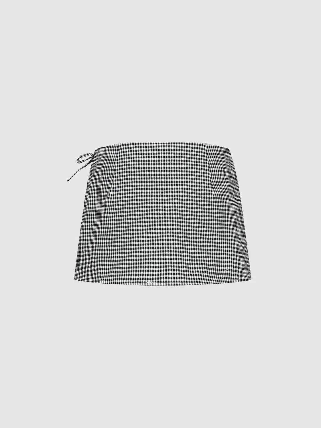 Checked Side Tie Mid-rise Mini Skirt
