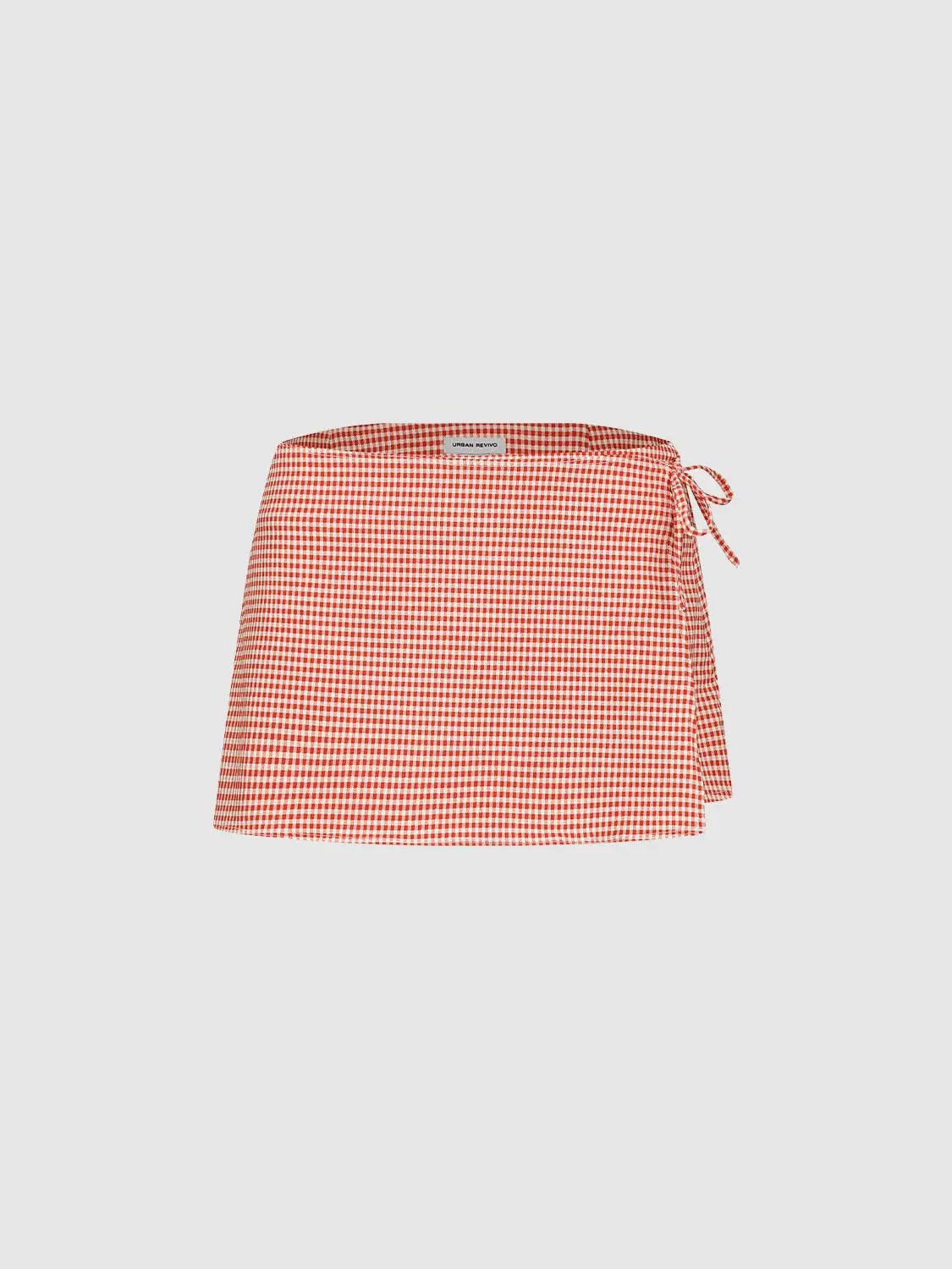Checked Side Tie Mid-rise Mini Skirt