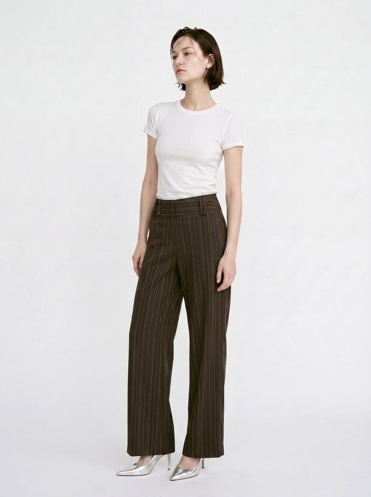 Pinstripe Flare Wide-leg High Waist Pants