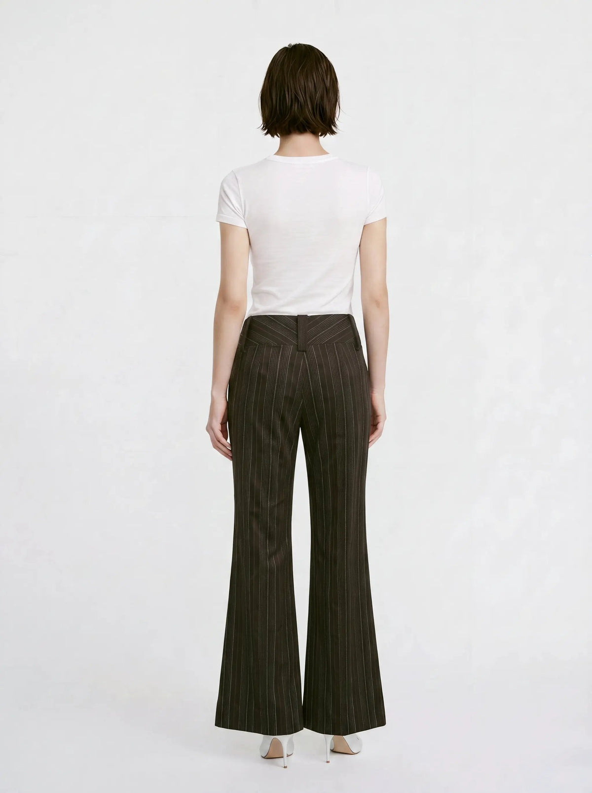 Pinstripe Flare Wide-leg High Waist Pants