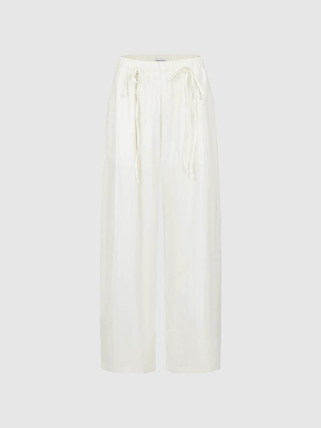 Lightweight Drawstring Waist Wide-leg Pants