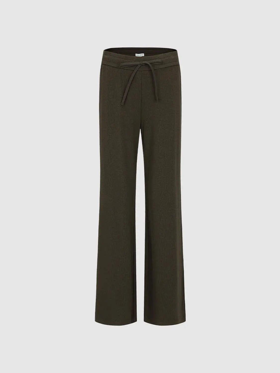 Gray Cotton Blend Drawstring Wide-leg Pants