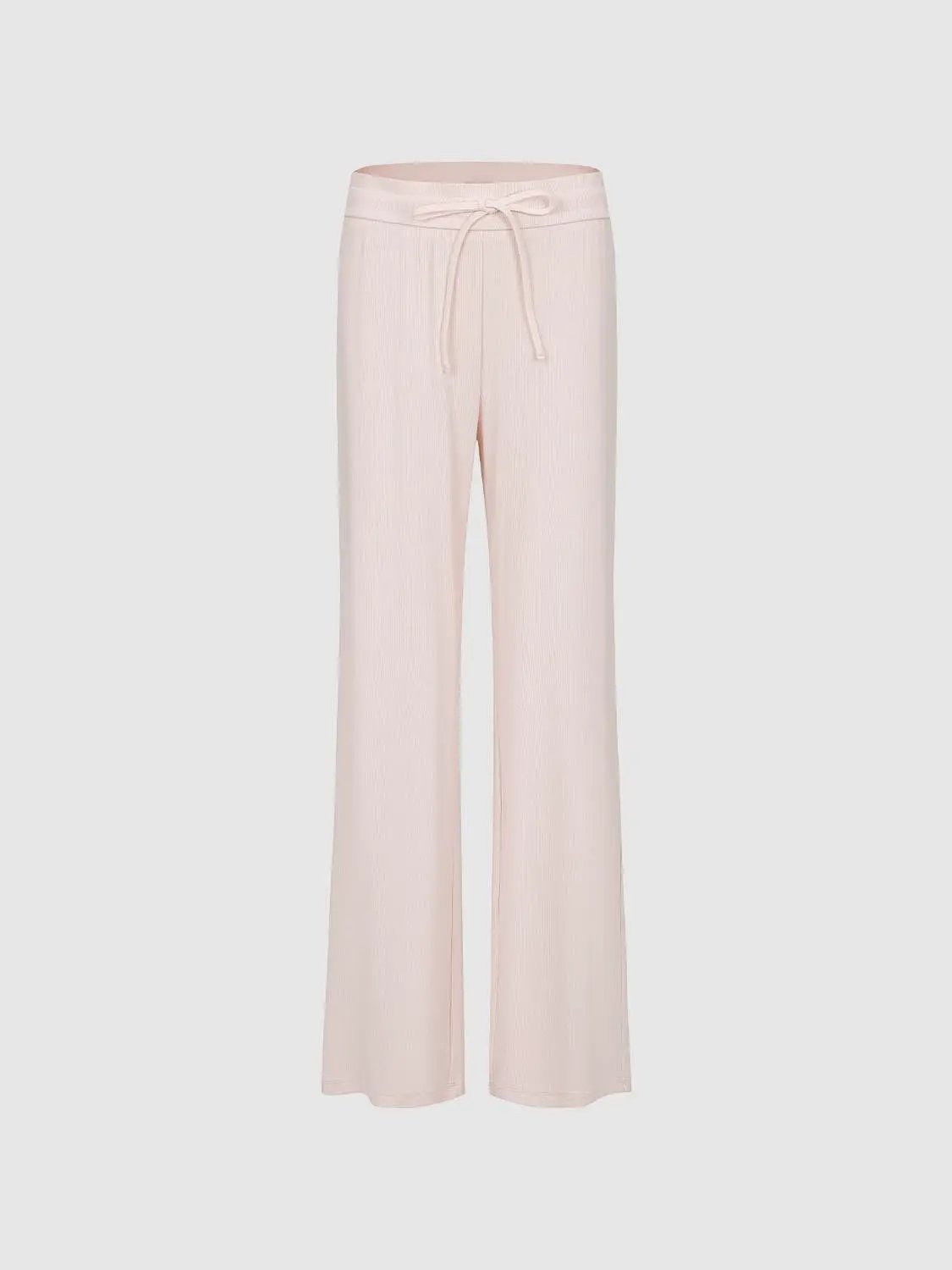 Gray Cotton Blend Drawstring Wide-leg Pants