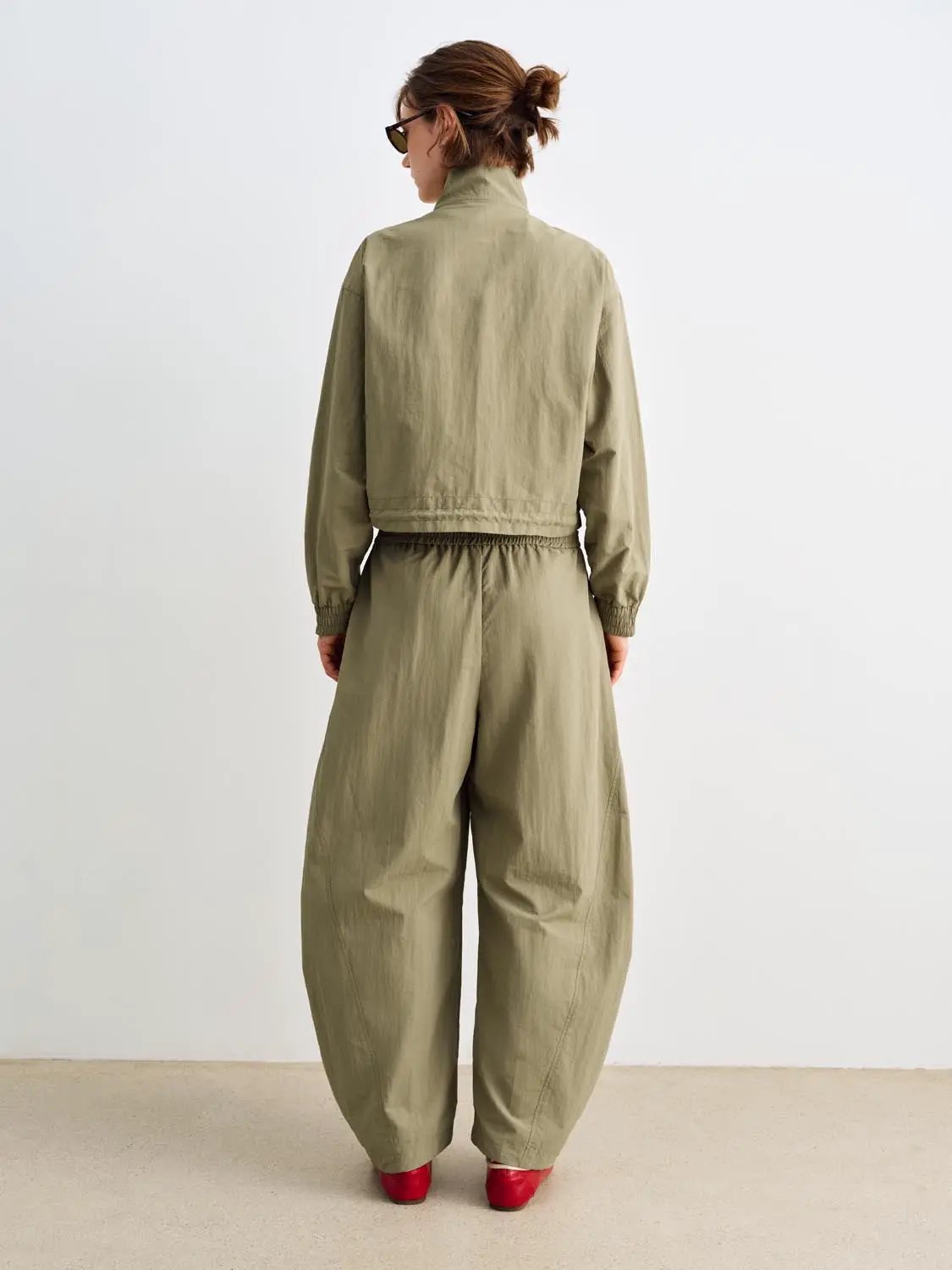 Drawstring Elastic High-waisted Wide-leg Pants