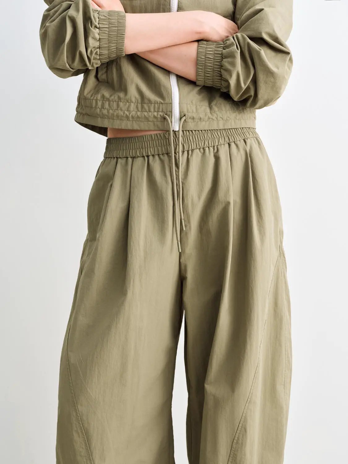 Drawstring Elastic High-waisted Wide-leg Pants