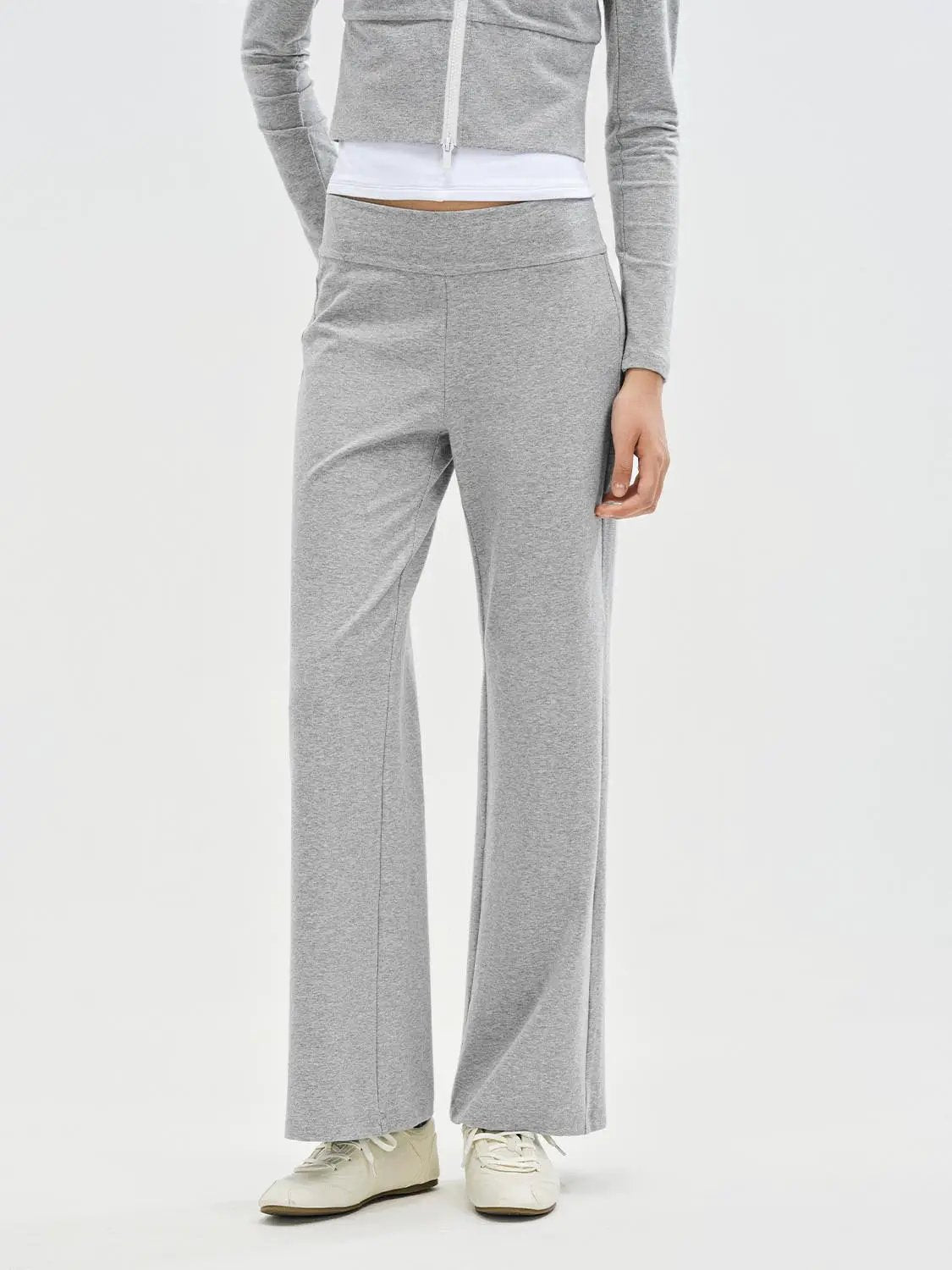 Flare Wide-leg High-waisted Cotton Pants