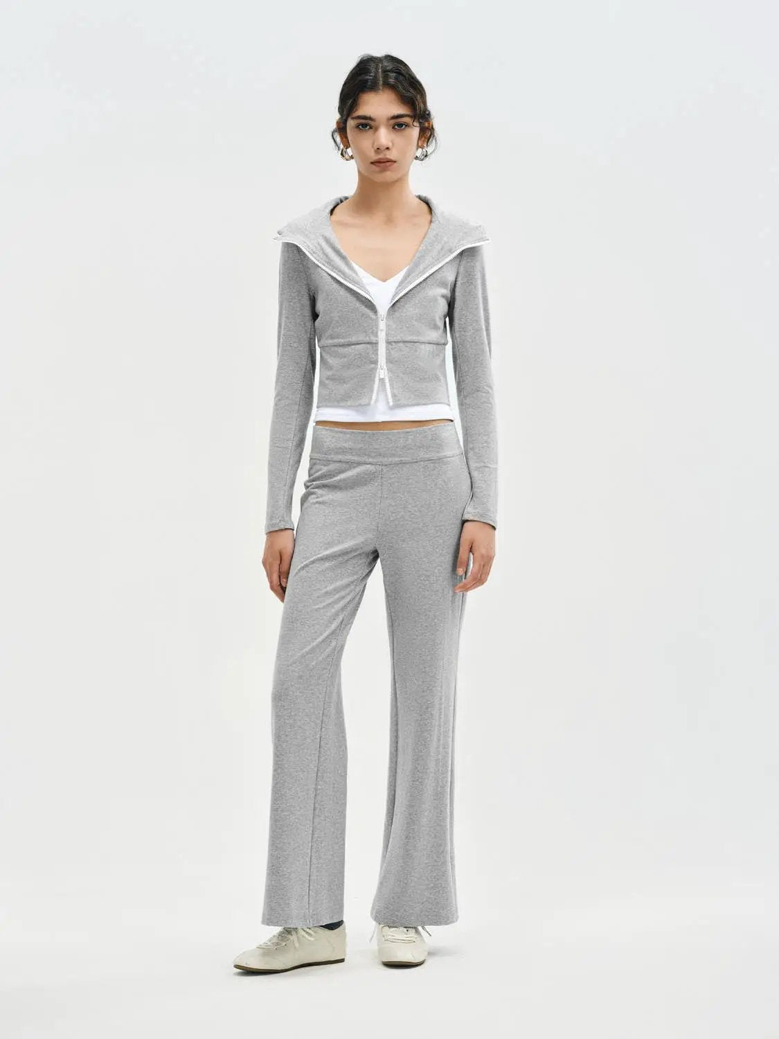 Flare Wide-leg High-waisted Cotton Pants