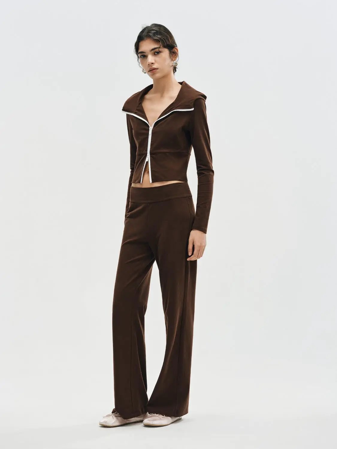 Flare Wide-leg High-waisted Cotton Pants