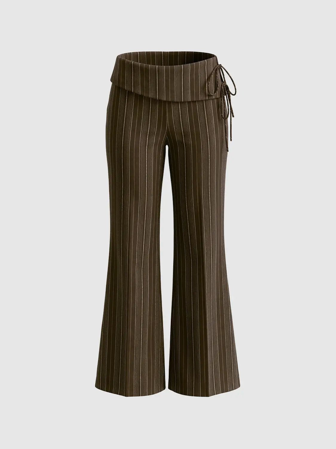 Flare Pinstriped Wide-leg Wrap Waist Pants