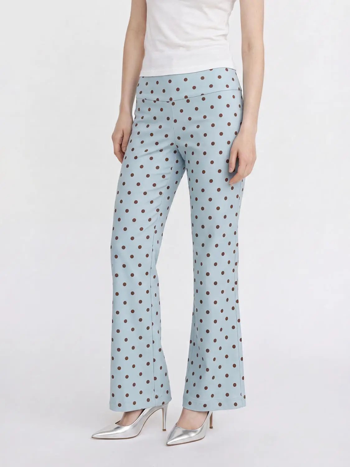 Polka Dot High-waisted Wide-leg Flare Pants