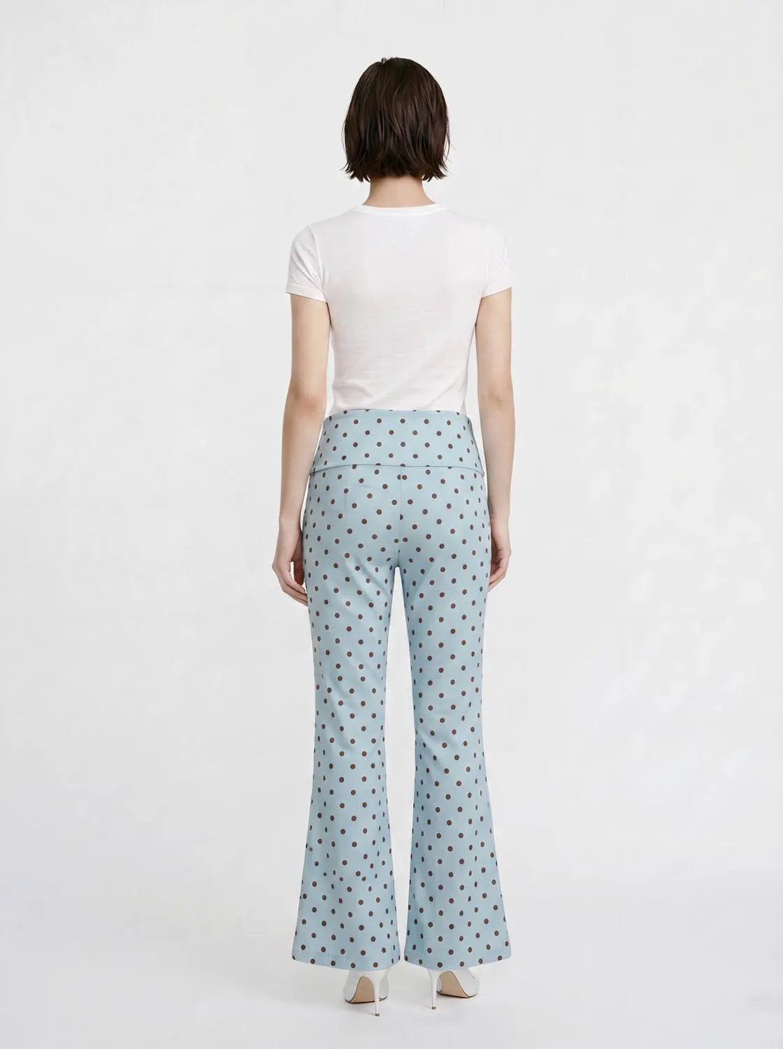 Polka Dot High-waisted Wide-leg Flare Pants