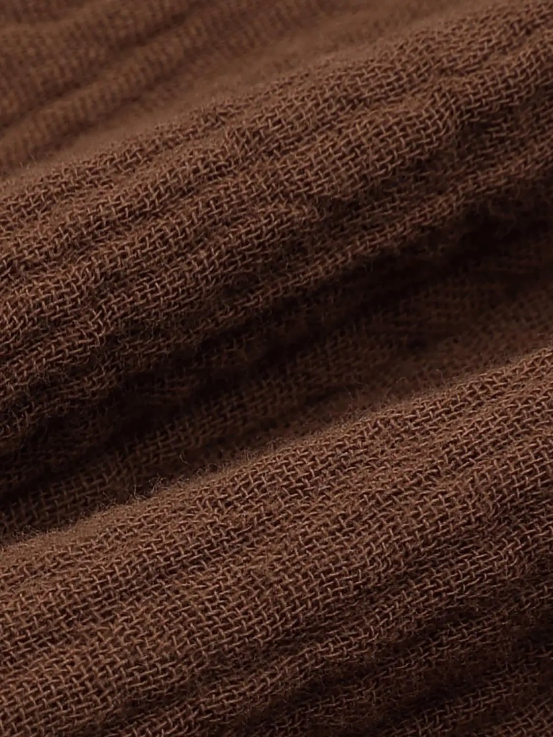 Textured Drawstring Waist Wide-leg Cotton Pants