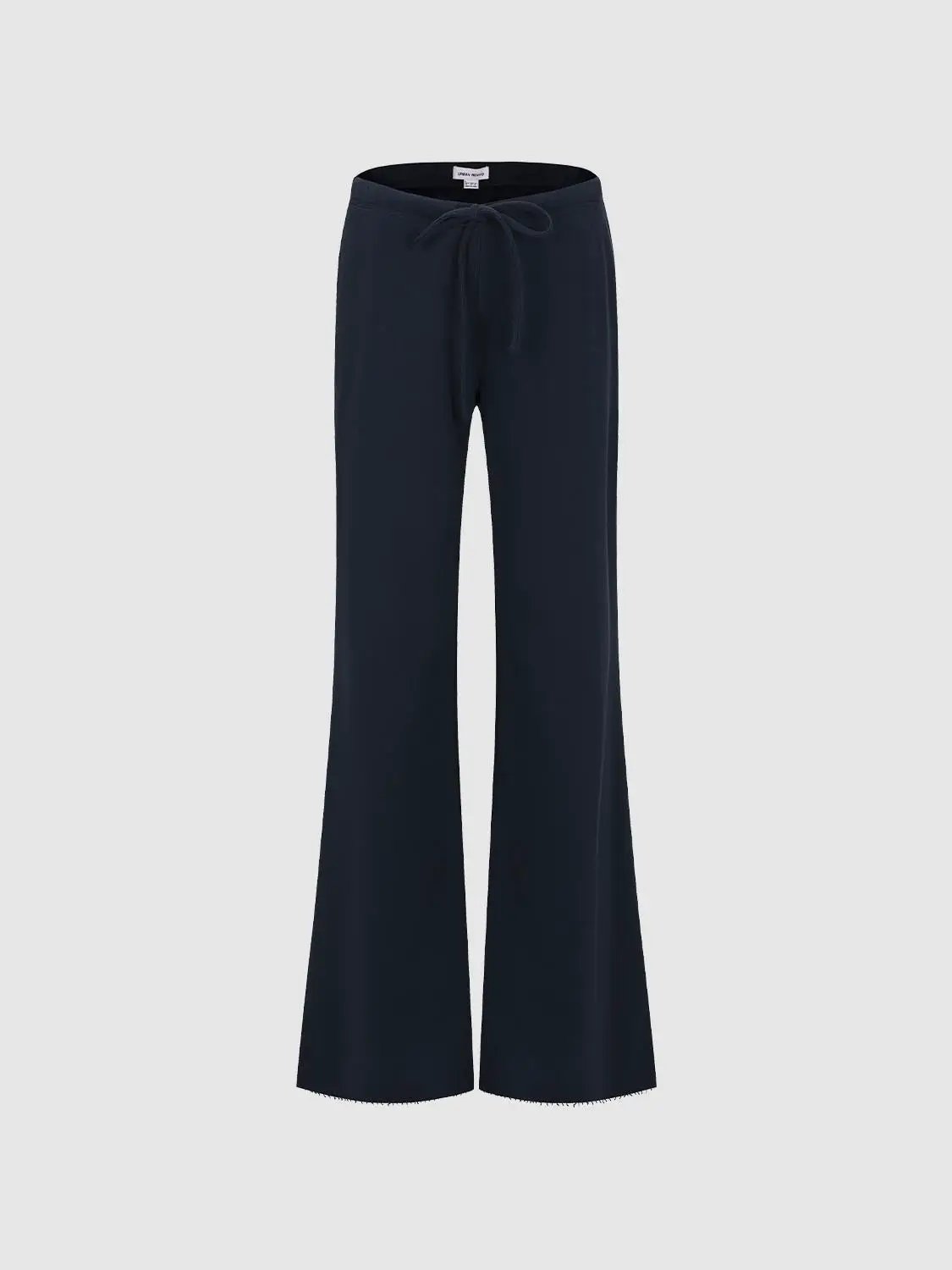 Tie Waist Raw Hem Flare Cotton Blend Pants