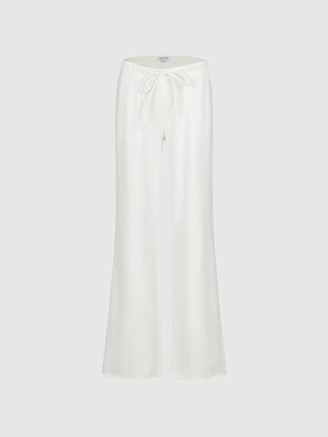 Tie Waist Raw Hem Flare Cotton Blend Pants