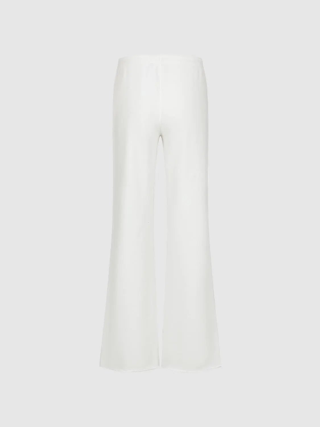 Tie Waist Raw Hem Flare Cotton Blend Pants