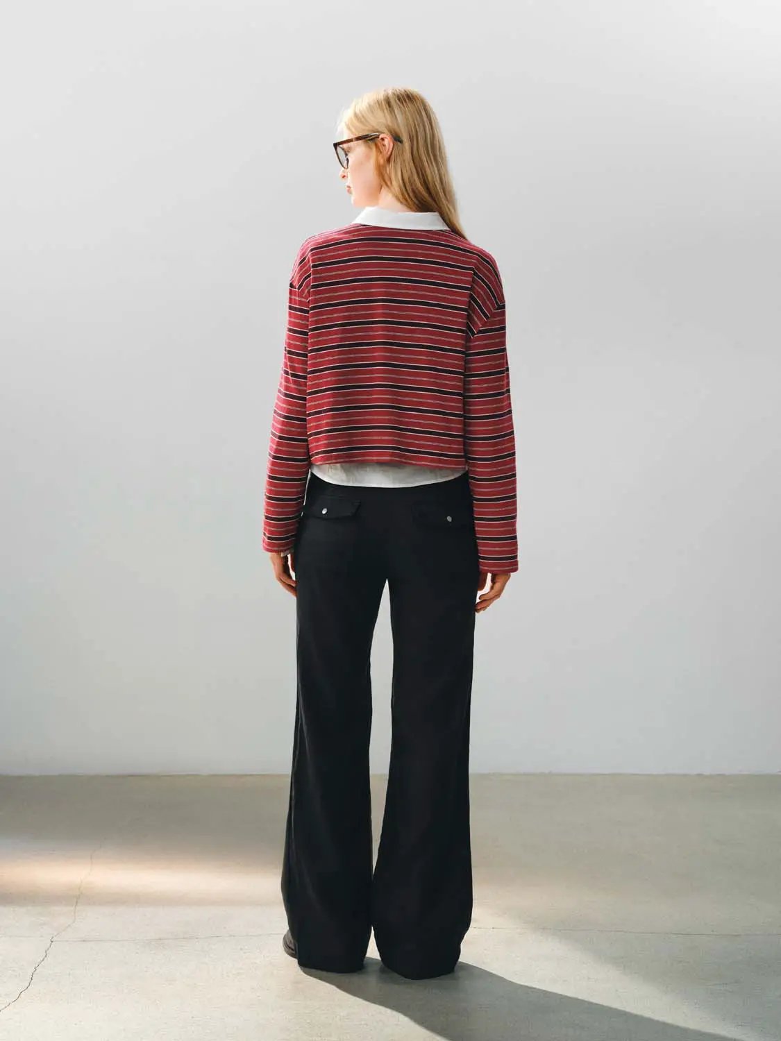 High Waisted Patch Pockets Wide-Leg Linen Blend Pants