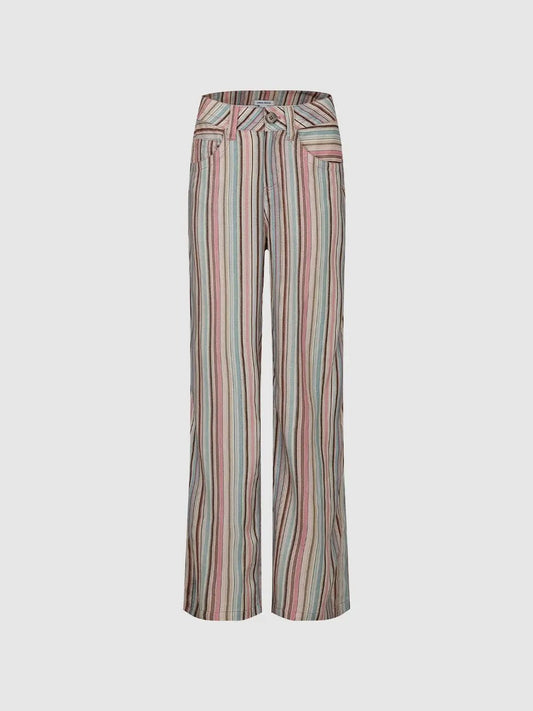 Pastel Striped Wide-leg Pants