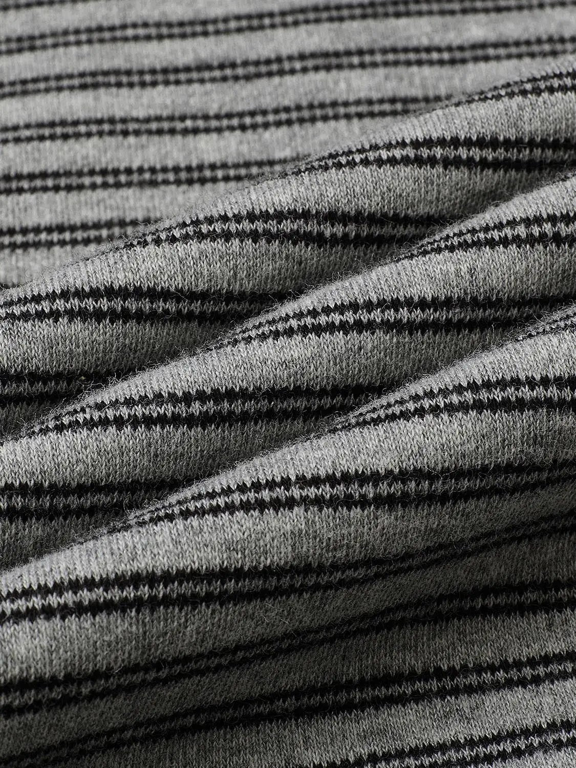 Drawstring Waist Striped Cotton Blend Wide-leg Pants