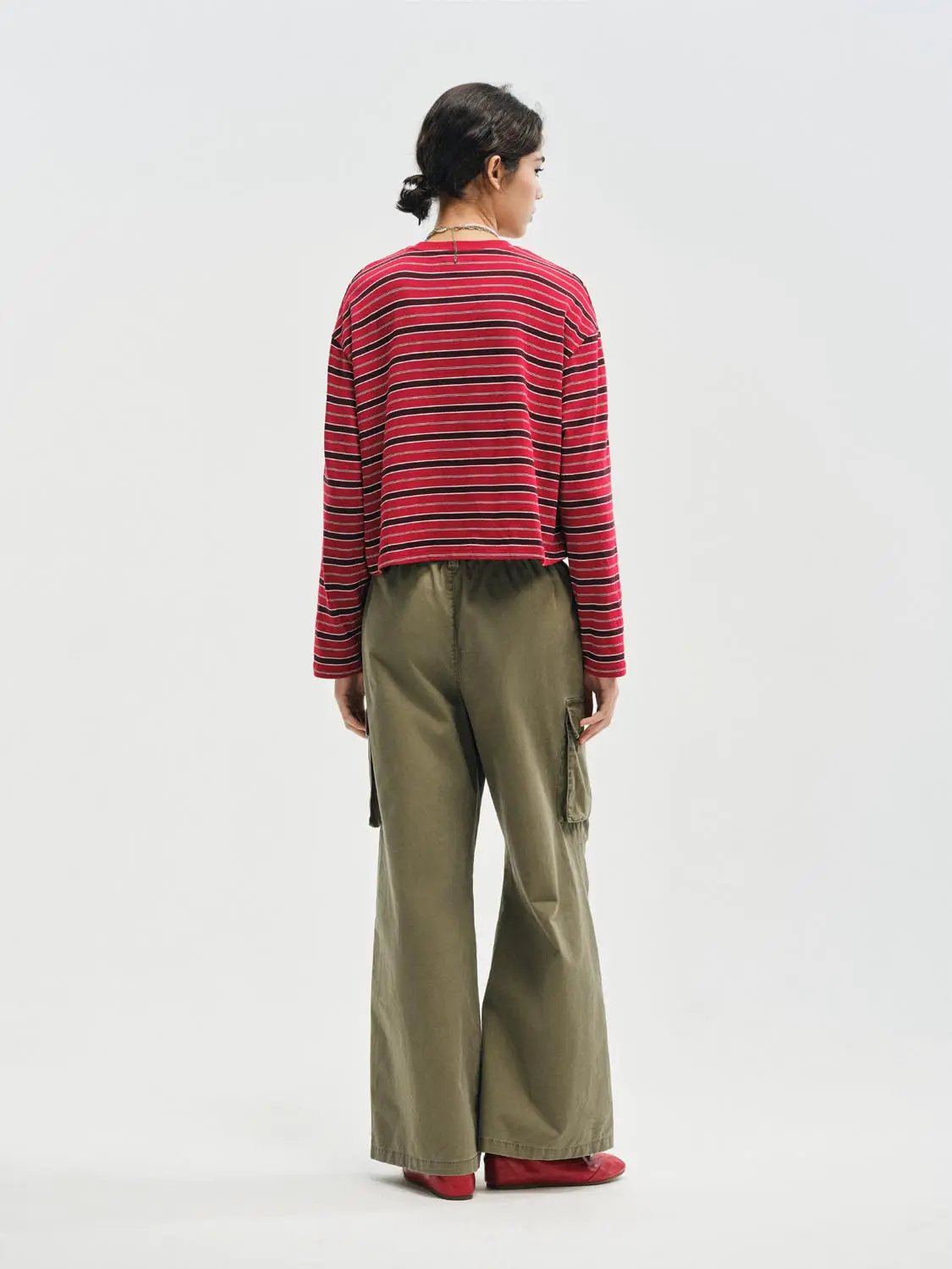 Cargo Oversized Wide-leg Drawstring Cotton Pants