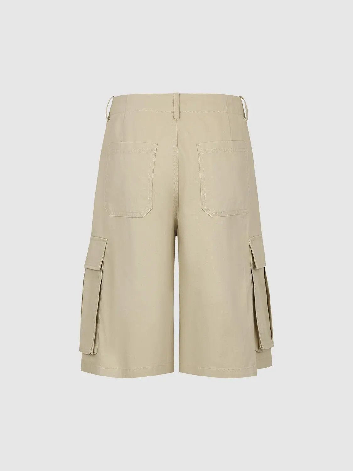 High-waisted Wide-leg Cotton Cargo Shorts