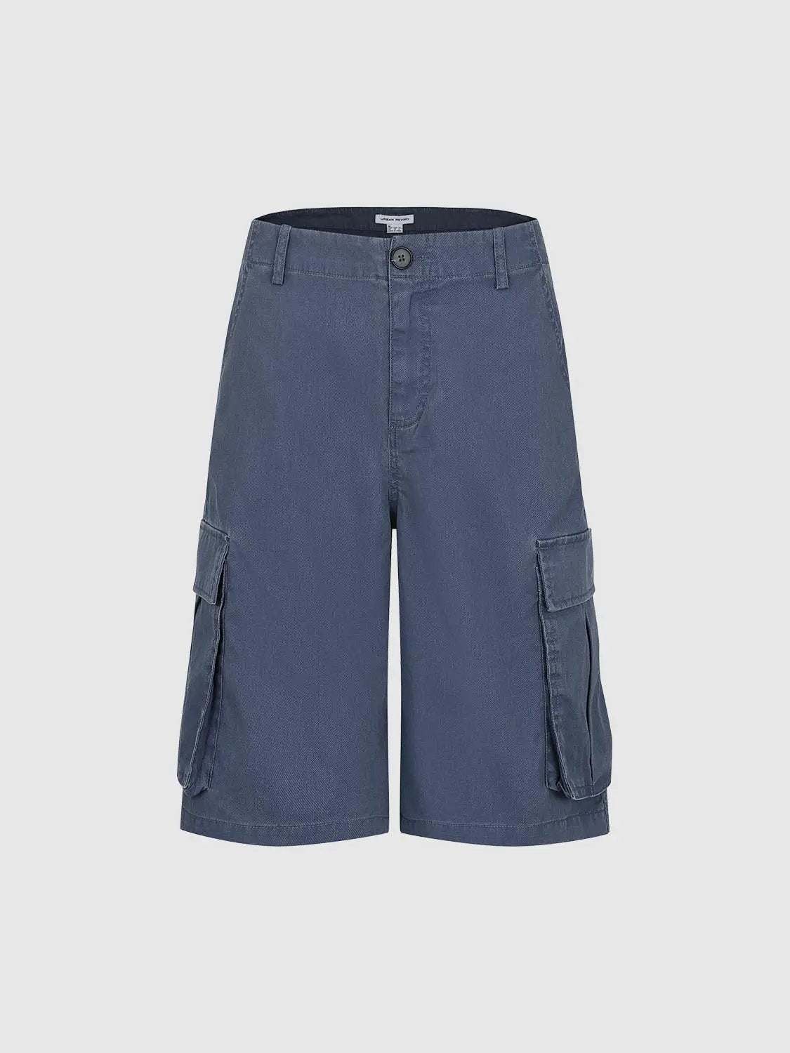 High-waisted Wide-leg Cotton Cargo Shorts