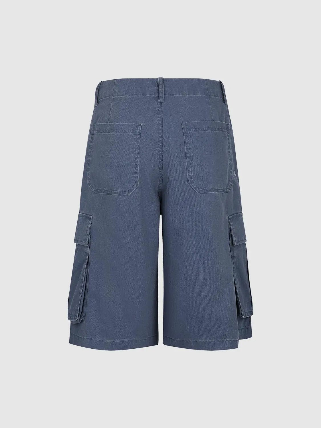 High-waisted Wide-leg Cotton Cargo Shorts