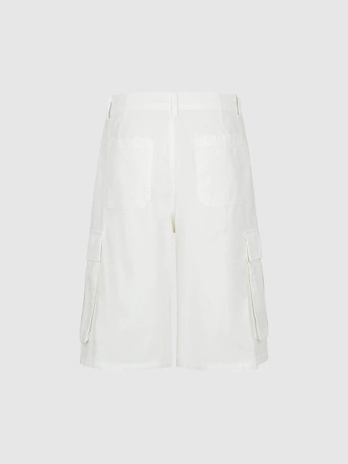High-waisted Wide-leg Cotton Cargo Shorts