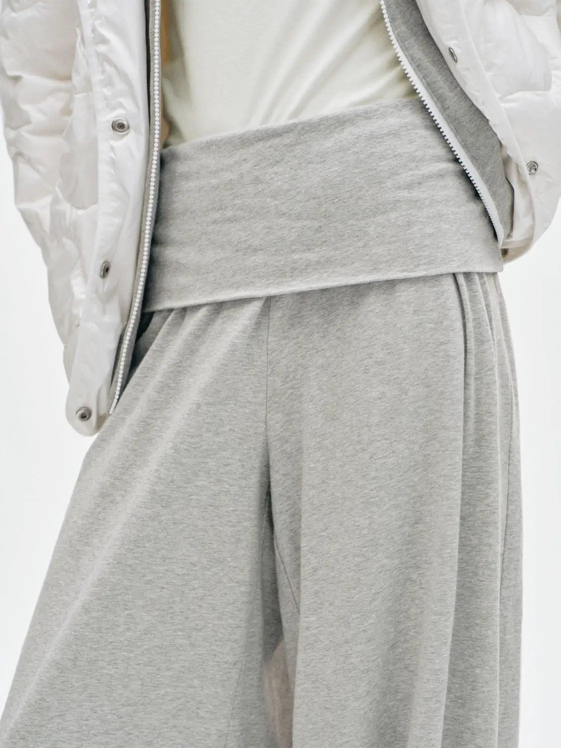 Gathered High-waisted Cotton Blend Jogger Pants
