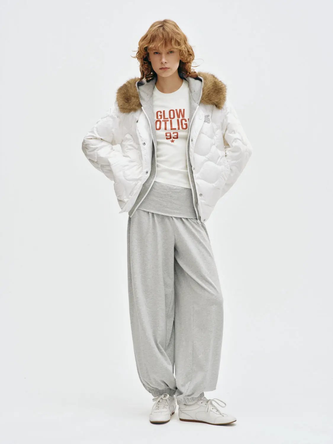 Gathered High-waisted Cotton Blend Jogger Pants