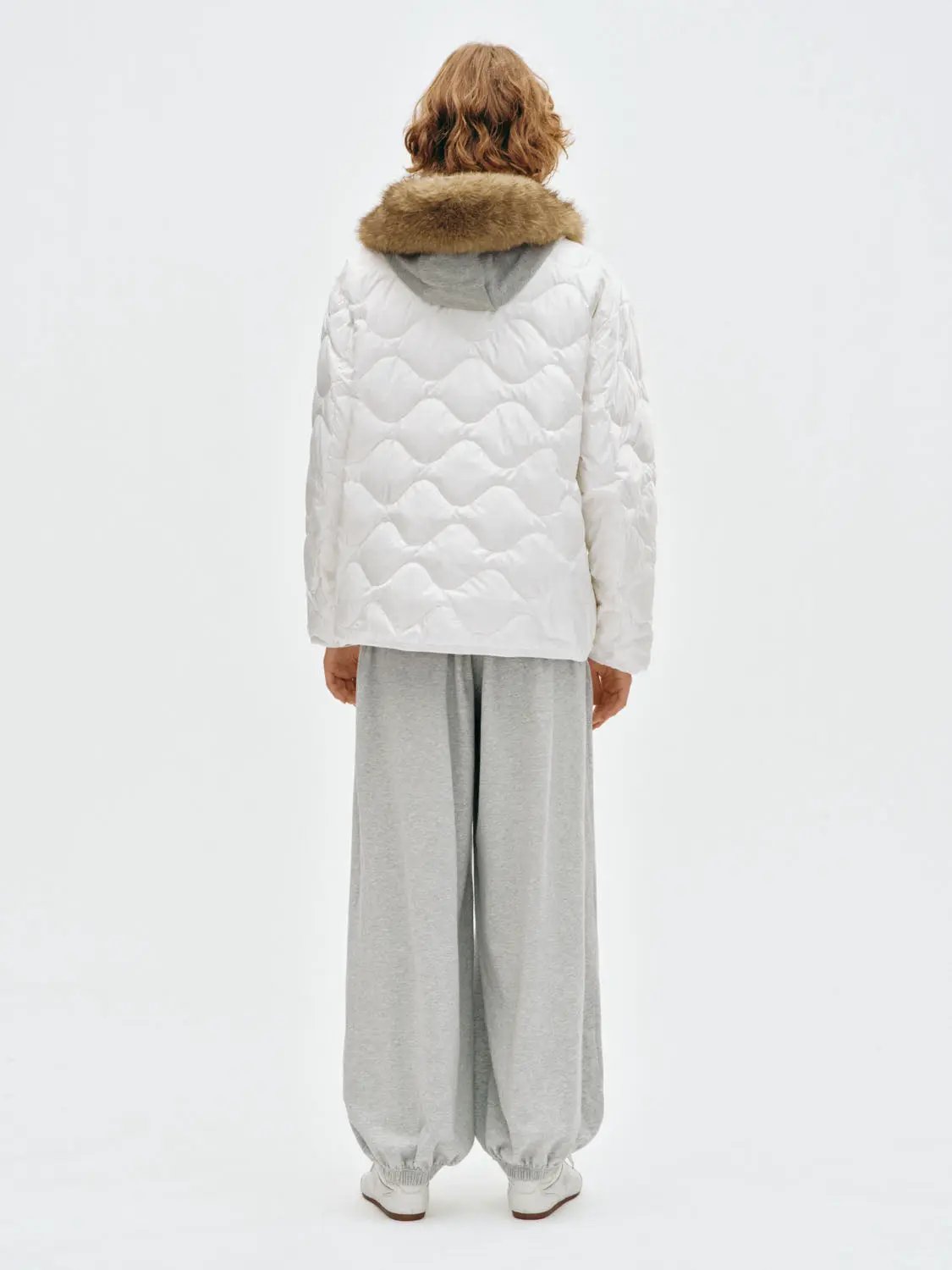 Gathered High-waisted Cotton Blend Jogger Pants