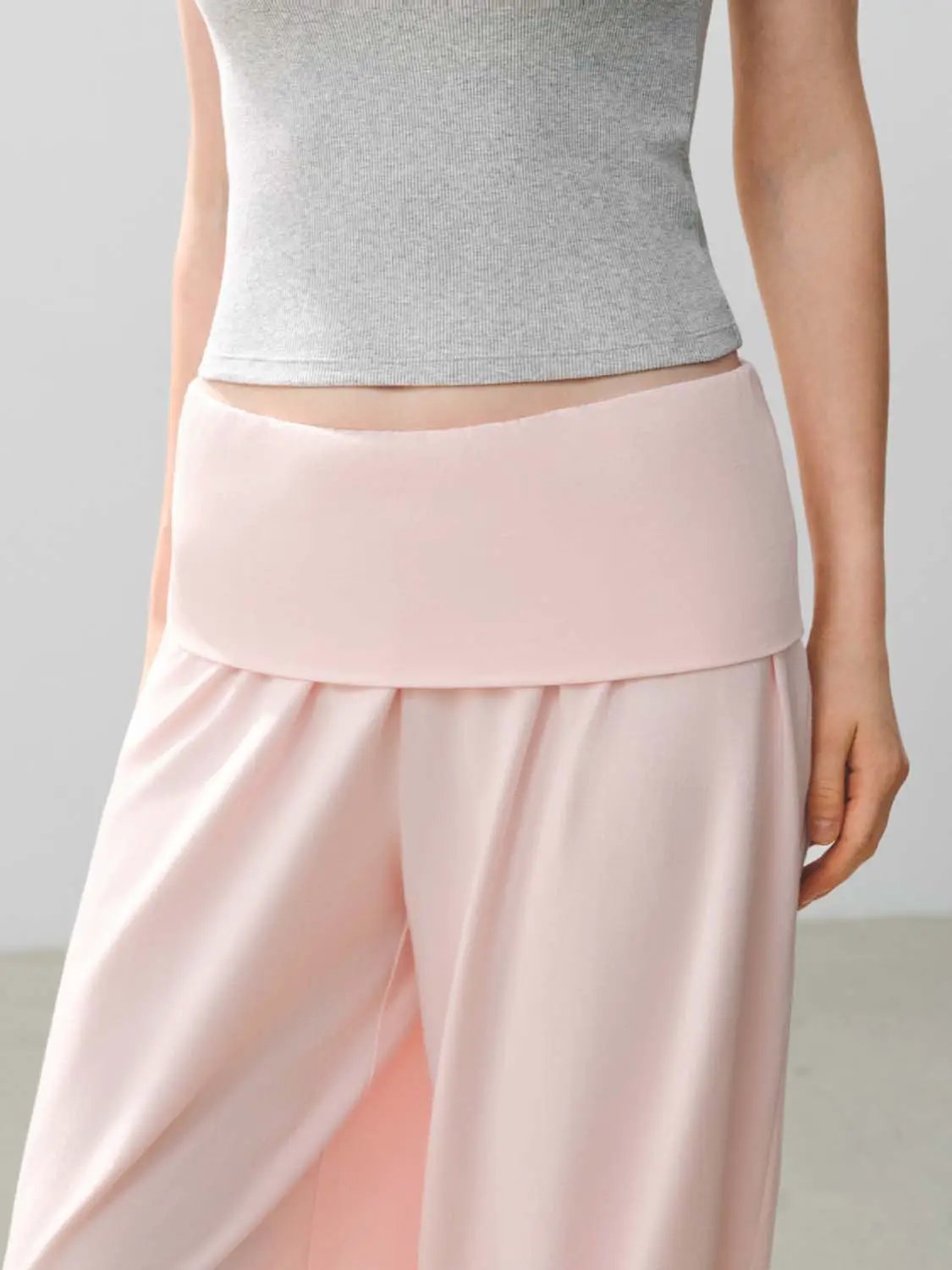 Gathered High-waisted Cotton Blend Jogger Pants
