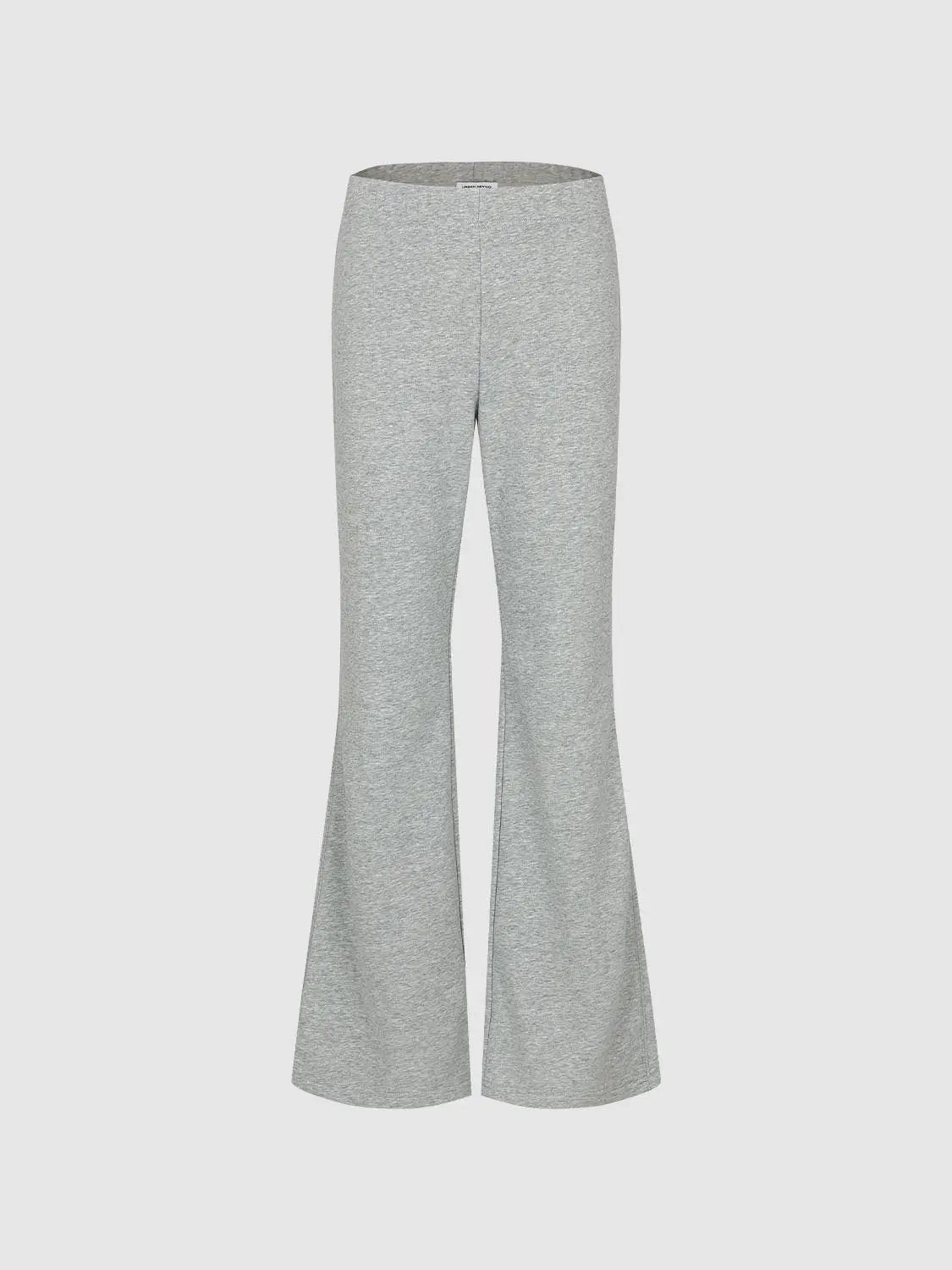 Flared Solid Regular Mid-rise High-waisted Cotton Blend Pants