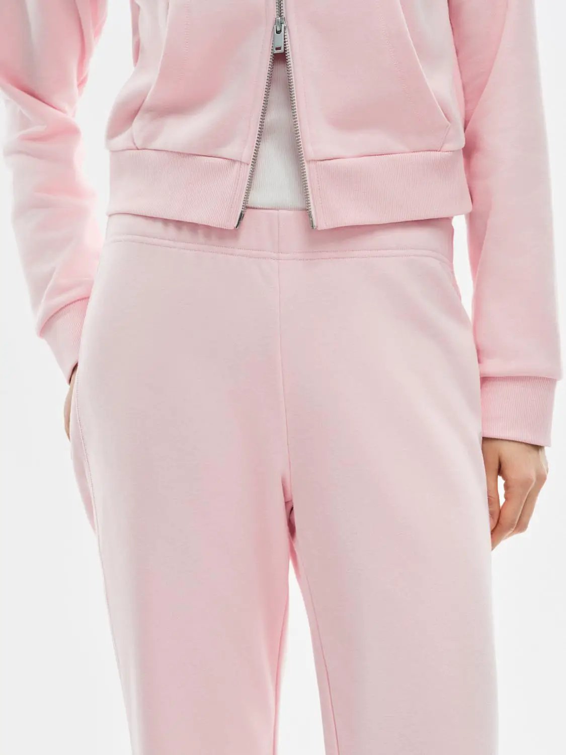 Flared Solid Regular Mid-rise High-waisted Cotton Blend Pants