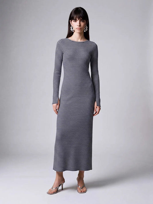 Back Cut-Out Striped Maxi Dresses